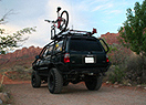 4Runner in Moab with bike on roof